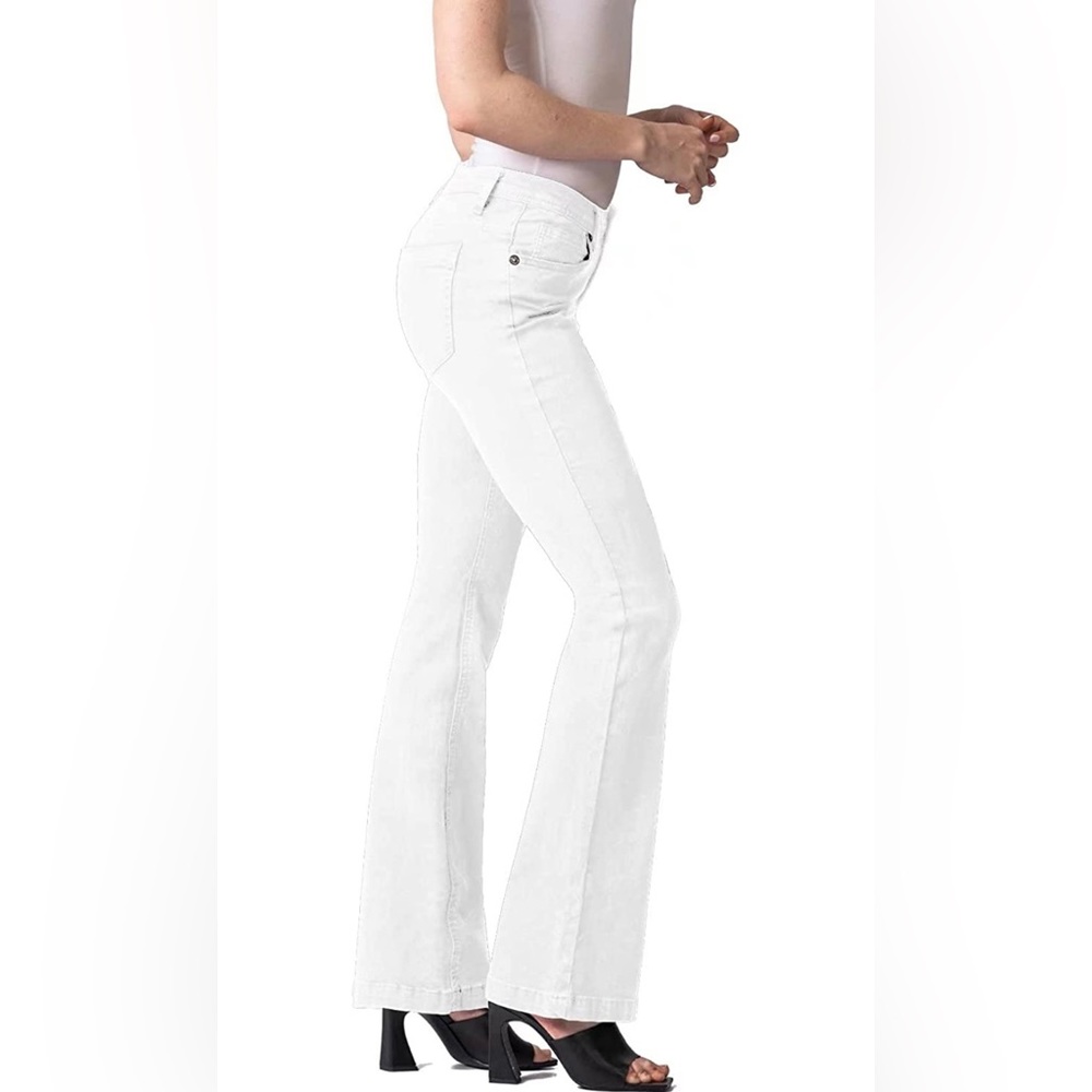 HYBRID Women's White Premium Stretch Slim Boot Cut Denim Flare With Five Pockets